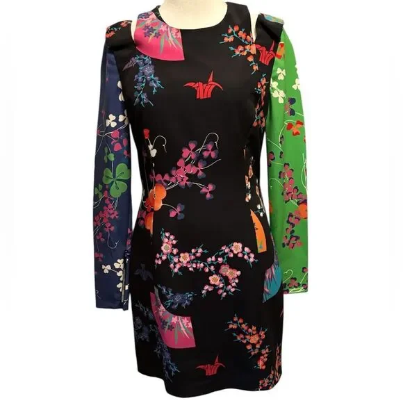 VERSACE for H&M•2011 collection cherry blossom color block dress - Picture 3 of 9